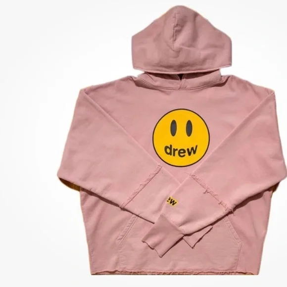 Drew House Pink Deconstructed Mascot Happy Face Hoodie Size M - Picture 2 of 9